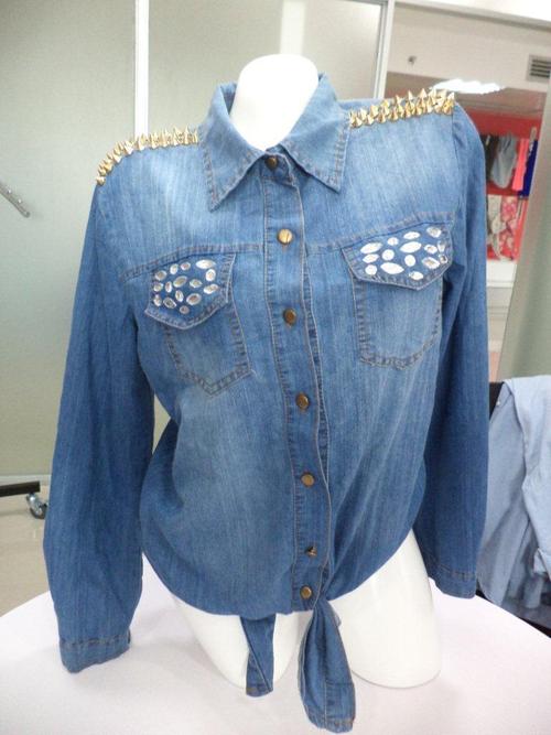 Ladies Denim Shirt with Studs