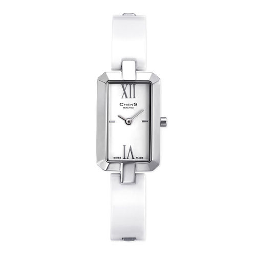 Quartz Ceramic And Stainless Steel Bracelet Rectangle Watch