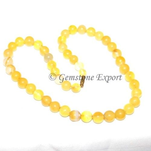 Yellow Onyx Round Beads Necklace