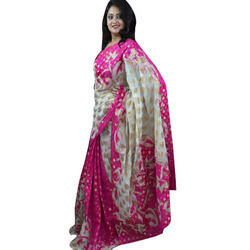 Chanderi Cutwork Applique Saree