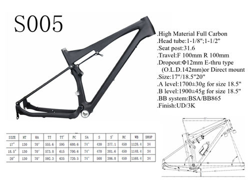 Yd-s005 Full Carbon Fiber Road Bike Frame