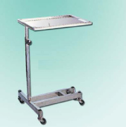 Mayo's Trolley - Stainless Steel Tray 555x430mm Silver, Adjustable Height, Smooth Rolling Wheels