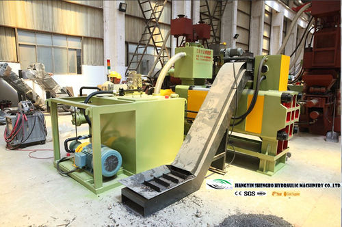 Hydraulic Automatic Metal Scrap Powder Briquette Baler Machine With Conveyor