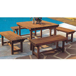 Wooden Designer Table And Benches