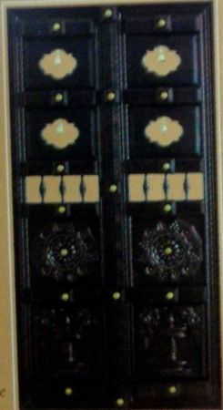 Blue And Cream Saravana Pooja Hand Carved Doors