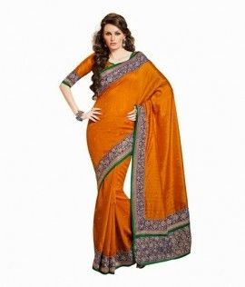 Orange Colored Bhagalpuri Cotton Saree