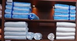 White Blue Stripes Pool Towels