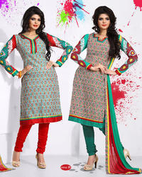 Green And Red Salwar Kameez