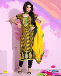 Yellow And Black Color Salwar Kameez
