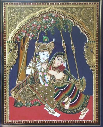 Radha And Krishna Ji Tanjore Painting