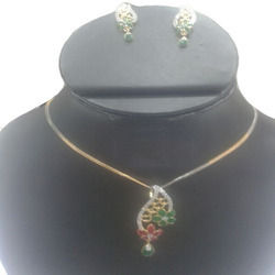 Studded Pendant Set with Drop Earrings