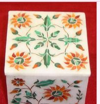 White Beautiful Marble Inlay Jewelry Boxes For Decoration