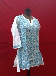 Cotton Chikan Short Kurtis