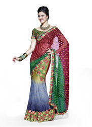 Net And Faux Chiffon Jacquard Lehanga Saree