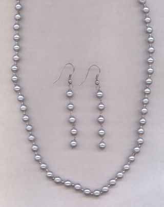 Studded Silver Necklace Set
