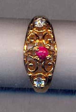 Golden Gold Plated Fancy Ring With Polki Cubic