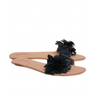 महिलाओं के लिए ब्लैक फेदर फोली स्लिपर