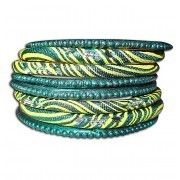 Green And Yellow Color Bangles Set