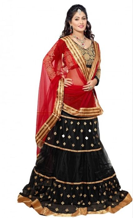 Black And Red Designer Lehenga