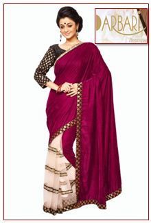 Designer Half Valvet And Half Net Saree