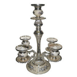 White Metal Candle Stand