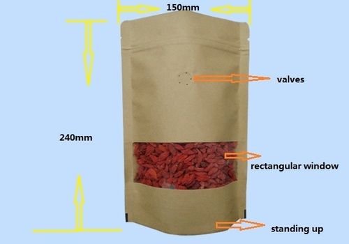 Coffee Bean, Herb Coffee Valve Standup Window Bags