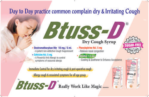 Btuss-D Dry Cough Syrup-Sugar Free