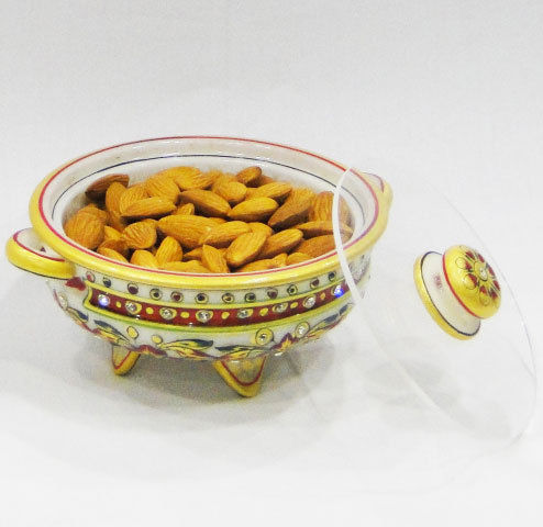 Marble Dryfruit Container With Marble Lid