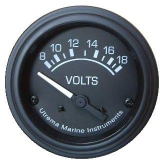 Utrema Black Marine Voltmeter 2-1/16"