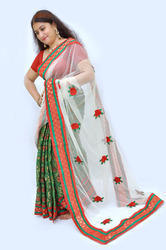 Half Green Chanderi Half Net Sensual Sarees