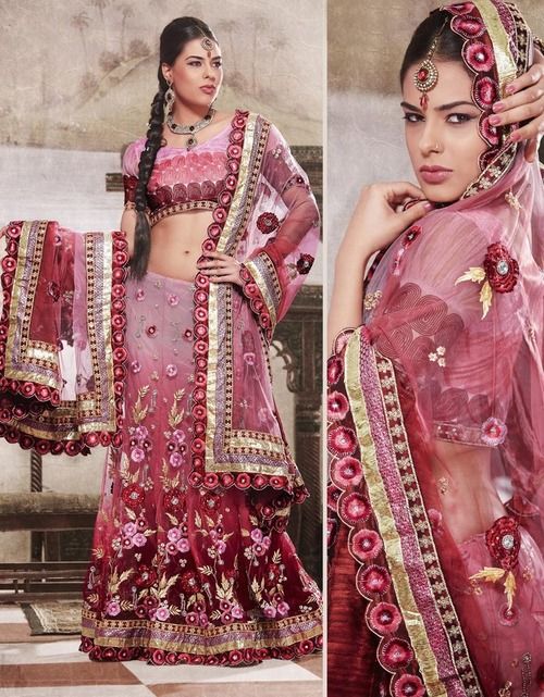 Pink Net Lehenga Choli With Dupatta