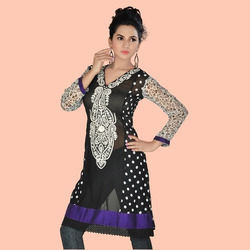 Black Fancy Kurtis - Premium Cotton Fabric, Eye-Catching Patterns , Aesthetically Appealing Color Combinations