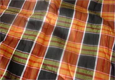 Orange Plaid Silk Dupion Fabrics (Sd-001)