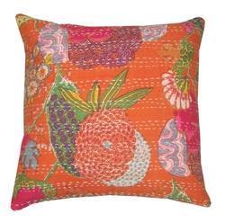 Orange Fruit Print Kantha Cushion Covers
