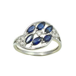 Blue Sapphire Designer White Gold Ring