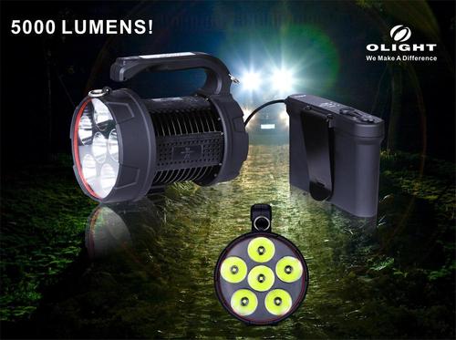 Rechargeable LED Flashlight - Up to 5000 Lumens, 3 Brightness Levels & Strobe | Water Resistant, AC Charger & Lithium Battery Pack with Remote Switching