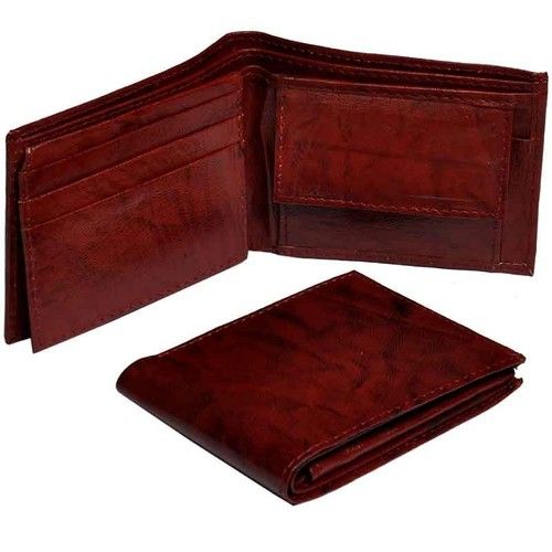 Men's Glossy Reddish Brown Leather Wallet