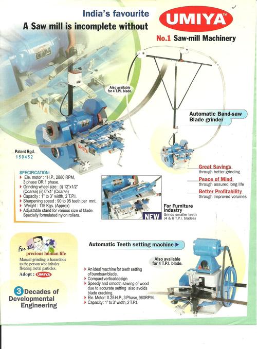 Automatic Band Saw Blade Grinder - 1HP Electric Motor, 12"x½" & 6"x1" Grinding Wheels | Adjustable Stand with Nylon Rollers, Sharpens 90-95 Teeth per Minute