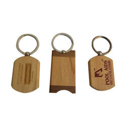 White And Silver Wooden Keychain