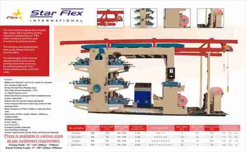 Flexo Printing Machine - 4, 6, 8 Color Options | Versatile for HM, HDPE, LDPE, B.O.P.P, Polypropylene, Non Woven Foam Sheets