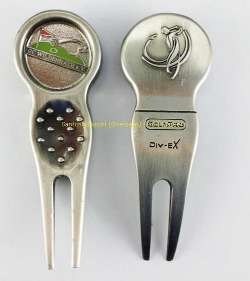 Golf Divot Repair Tool - High Quality Zinc Alloy with Custom 24mm Ball Marker, Hard Enamel/Soft Enamel Logo Options