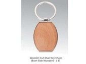 Wooden Cut Oval Key Ring