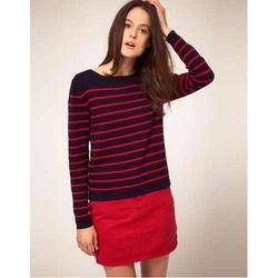 Stripped Ladies Sweater - High Grade Yarn Material, Classic Fit Design, Elegant Striped Pattern