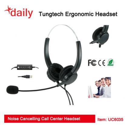 Binaural Style Call Center Headset With Uc Usb Headset Connector