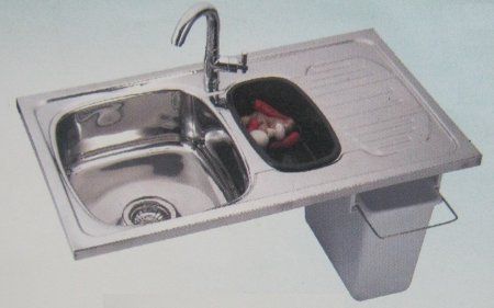 Single Sink With Vegetable Washer And Garbage Bin (Opel)