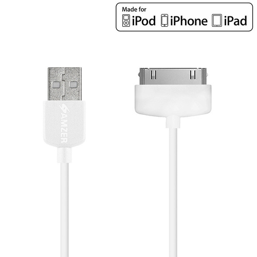 Apple के लिए 30 पिन टू USB सिंक और चार्ज केबल (3.2 फीट/1 मीटर) सफ़ेद