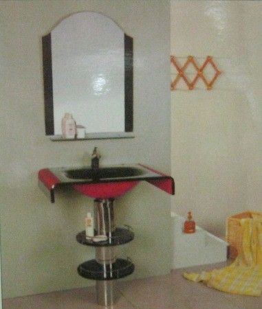 Bathroom Glass Vanity (Model No. Rd 3122) Red/ Black