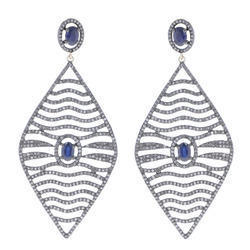 Diamond Pave Blue Sapphire Earrings