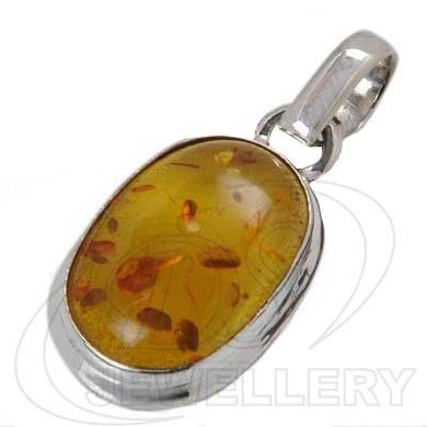 Amber Pendant In Silver