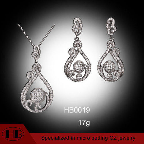 Classic Pear 925 Sterling Silver Earring and Pendent Sets